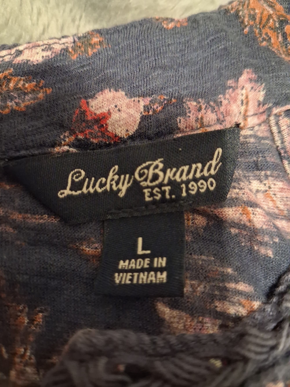 Lucky Brand Navy Floral Tank Halter With Elastic In Bottom - Picture 5 of 5